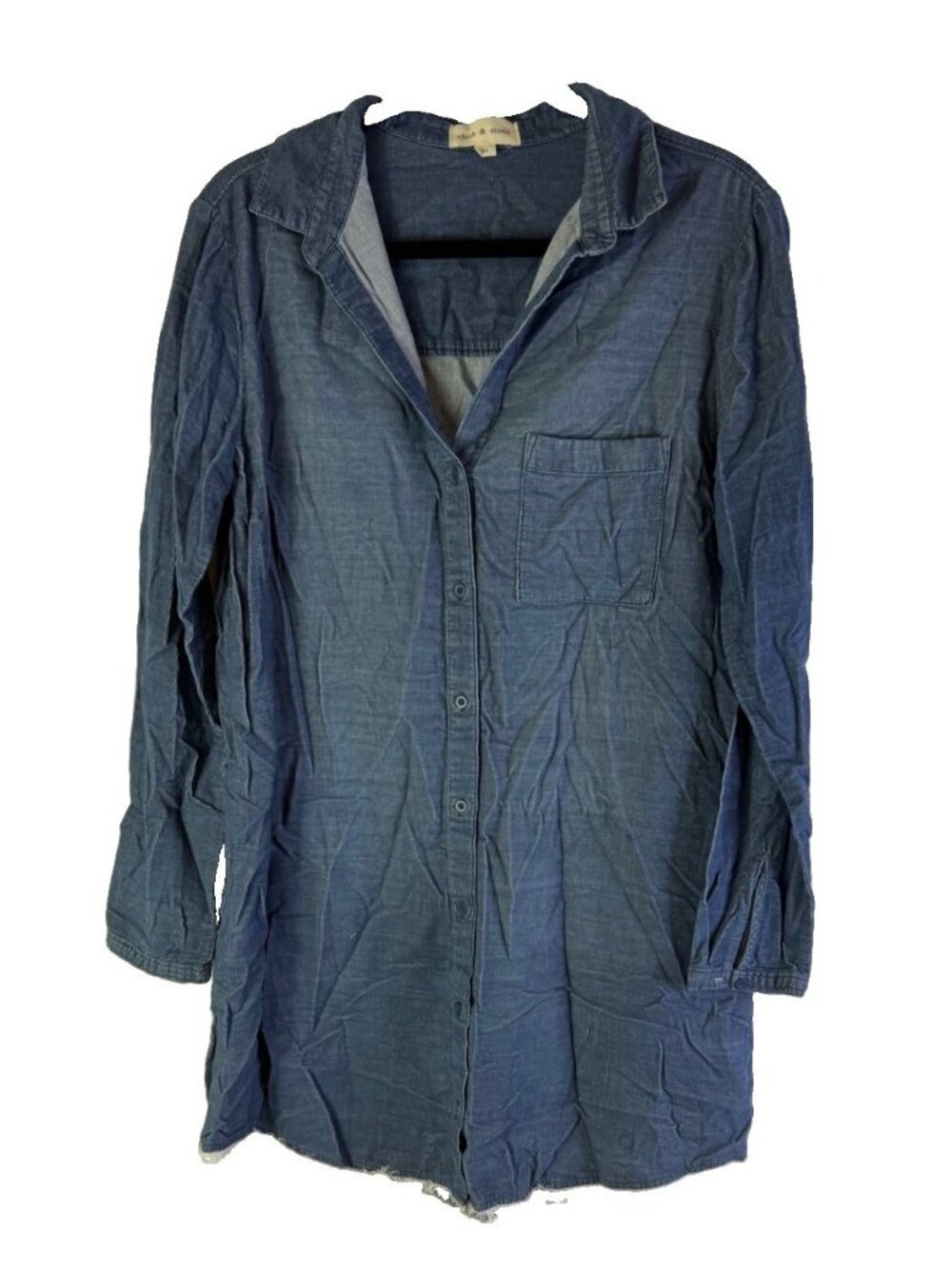 Cloth & Stone Anthropologie Corduroy Button Tunic Shirt Blue